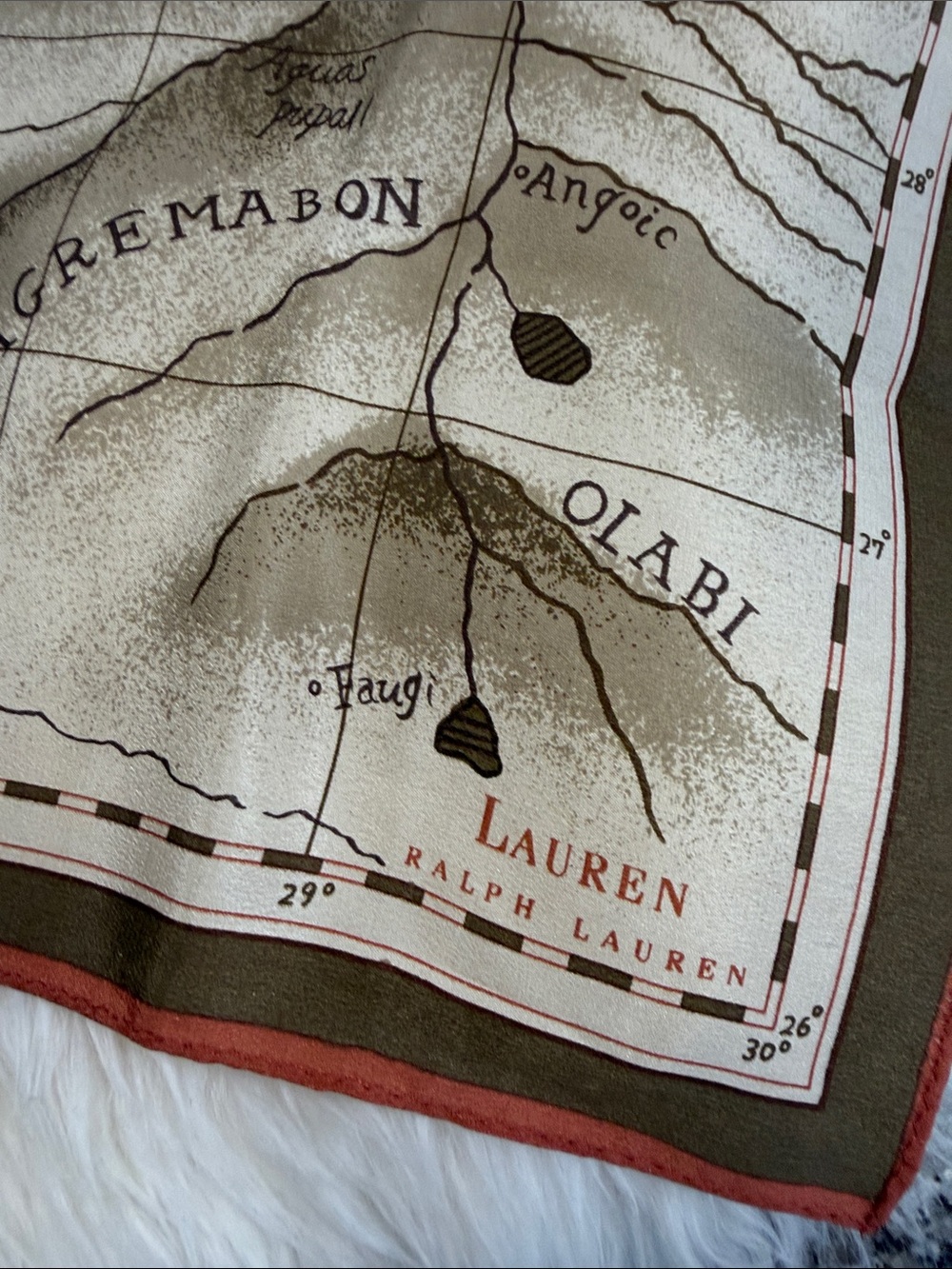LAUREN Ralph Lauren Vintage Africa Map Print 17” square Silk Scarf EUC